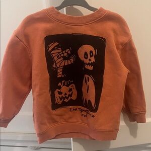 H&M Orange Sweatshirt with Halloween Graphics